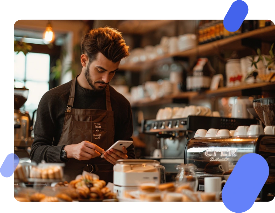 Man working in a coffee shop